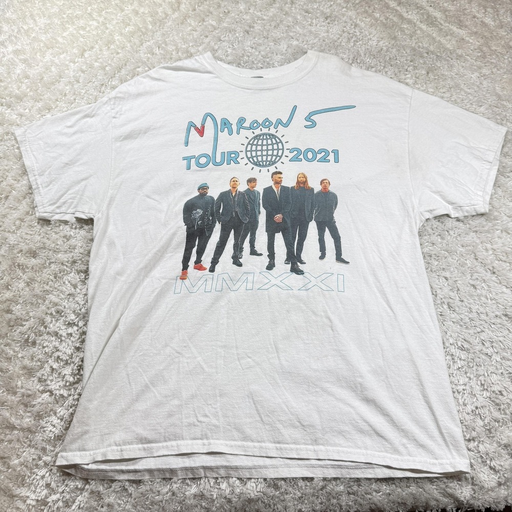 Maroon 5 T Shirt Mens XL White 2021 MMXXI Tour Concert Band Blackbear Festival